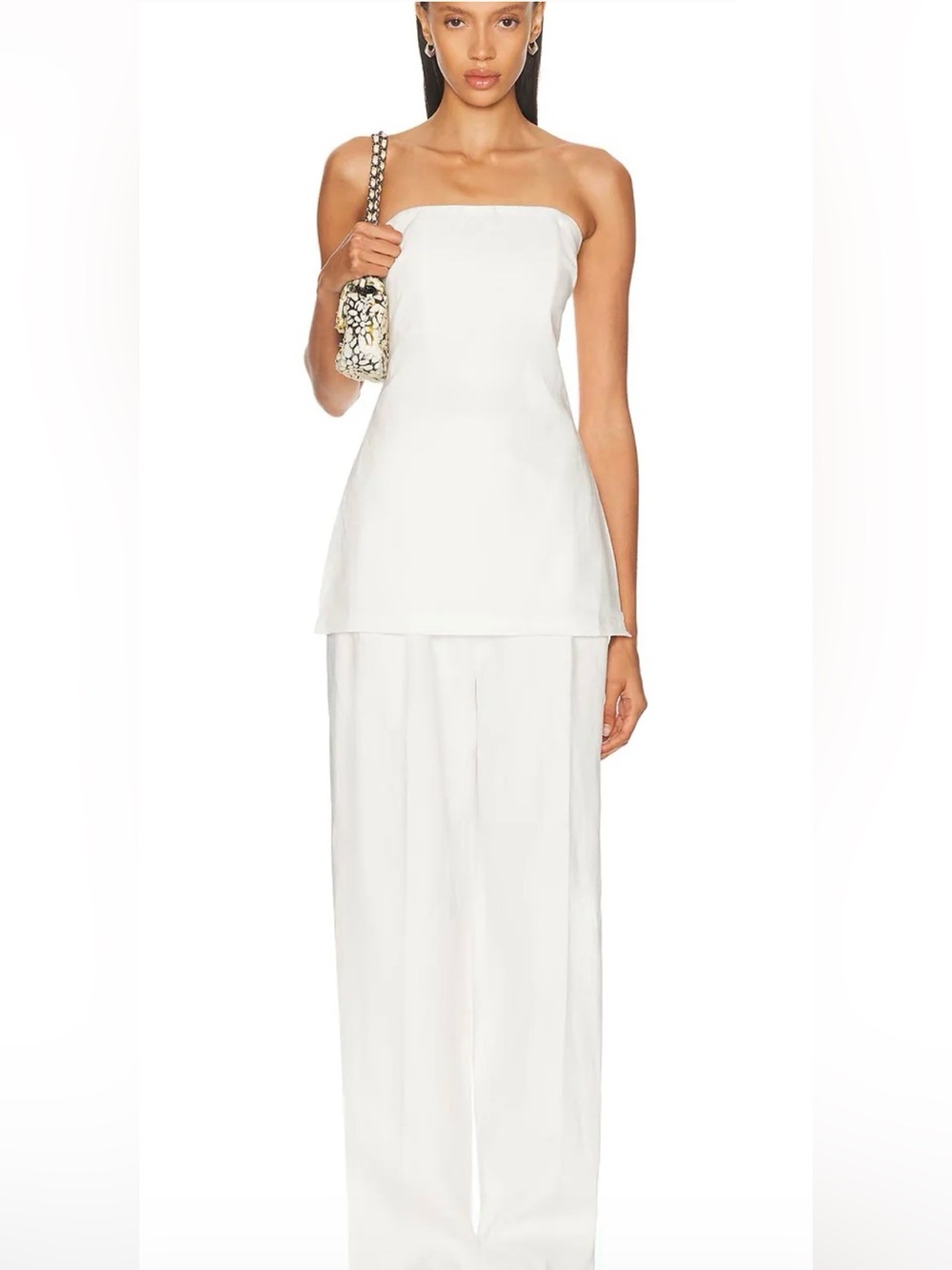Ellen Tracy Classic White Linen Wide Leg Pants
